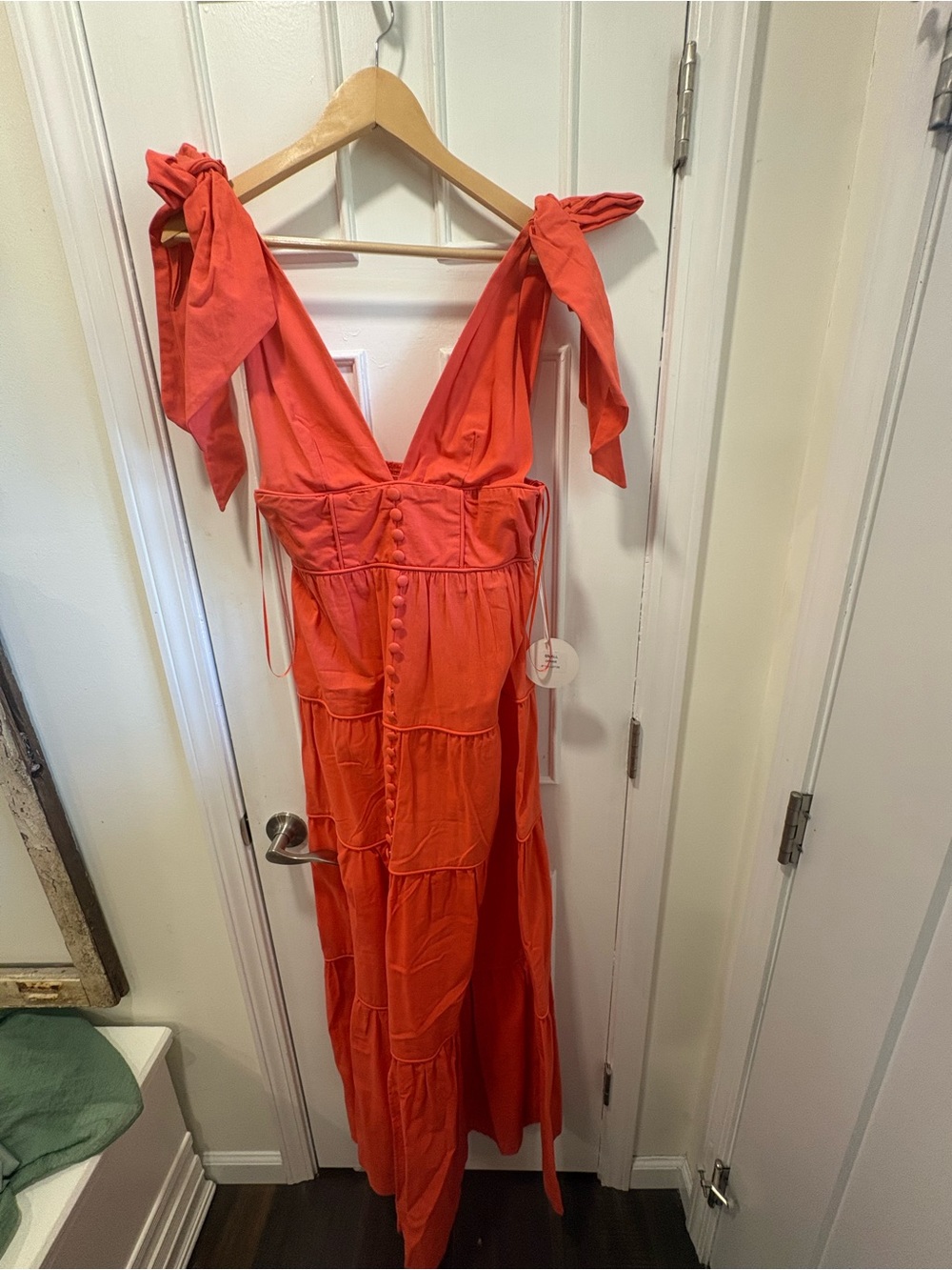 Red Tie-Shoulder Maxi Dress - Unbranded
